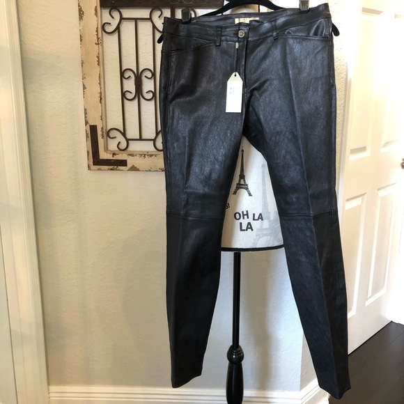 MaxStudio Black Leather Pants, NWT - Picture 1 of 6